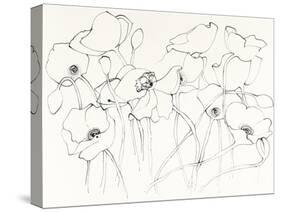 Black Line Poppies III-Shirley Novak-Stretched Canvas