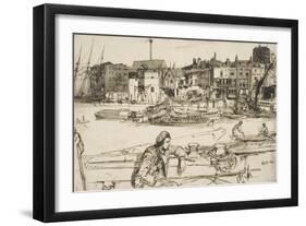 Black Lion Wharf, from 'A Series of Sixteen Etchings of Scenes on the Thames', 1859-James Abbott McNeill Whistler-Framed Giclee Print