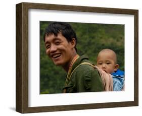 Black Lisu Carrying Baby at Market near Fugong, Nujiang Prefecture, Yunnan Province, China-Pete Oxford-Framed Photographic Print