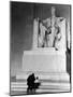 Black Man and Small Boy Kneeling Prayerfully on Steps on Front of Statue in the Lincoln Memorial-Thomas D^ Mcavoy-Mounted Premium Photographic Print