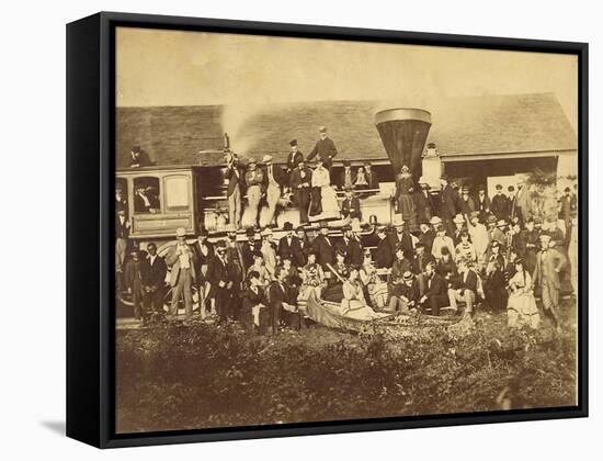 Black Man Posed By A Locomotive In Duluth, Minnesota In 1870-null-Framed Stretched Canvas