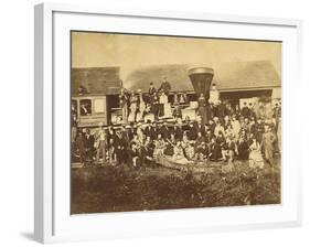 Black Man Posed By A Locomotive In Duluth, Minnesota In 1870-null-Framed Art Print