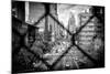 Black Manhattan Collection - Between the mesh of the Fence-Philippe Hugonnard-Mounted Photographic Print