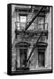 Black Manhattan Collection - Black Fire Escape Staircase-Philippe Hugonnard-Framed Stretched Canvas