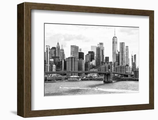 Black Manhattan Collection - Brooklyn Bridge East River-Philippe Hugonnard-Framed Photographic Print