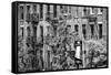 Black Manhattan Collection - Building Facade New York-Philippe Hugonnard-Framed Stretched Canvas