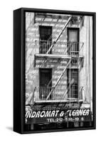 Black Manhattan Collection - Building Facade-Philippe Hugonnard-Framed Stretched Canvas