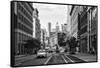 Black Manhattan Collection - Downtown Taxi-Philippe Hugonnard-Framed Stretched Canvas