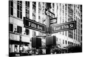 Black Manhattan Collection - Fifth Avenue Sign-Philippe Hugonnard-Stretched Canvas