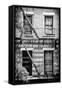 Black Manhattan Collection - Fire Escape Stairs New York-Philippe Hugonnard-Framed Stretched Canvas