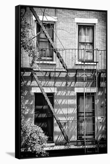 Black Manhattan Collection - Fire Escape Stairs New York-Philippe Hugonnard-Framed Stretched Canvas