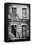 Black Manhattan Collection - Fire Escape Stairs New York-Philippe Hugonnard-Framed Stretched Canvas