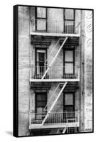 Black Manhattan Collection - Fire Escape Stairs-Philippe Hugonnard-Framed Stretched Canvas