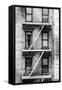 Black Manhattan Collection - Fire Escape Stairs-Philippe Hugonnard-Framed Stretched Canvas