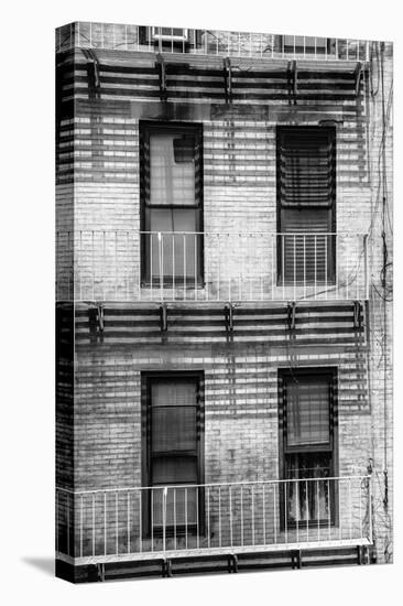 Black Manhattan Collection - NY Building Facade-Philippe Hugonnard-Stretched Canvas