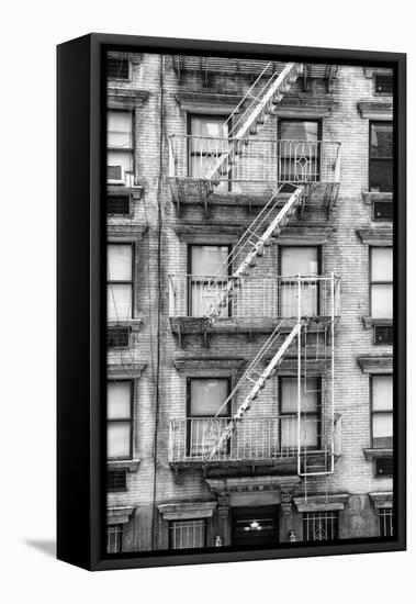 Black Manhattan Collection - NYC Facade-Philippe Hugonnard-Framed Stretched Canvas