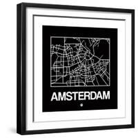 Black Map of Amsterdam-NaxArt-Framed Premium Giclee Print