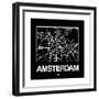 Black Map of Amsterdam-NaxArt-Framed Premium Giclee Print