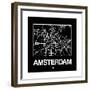 Black Map of Amsterdam-NaxArt-Framed Premium Giclee Print
