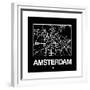 Black Map of Amsterdam-NaxArt-Framed Premium Giclee Print