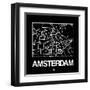 Black Map of Amsterdam-NaxArt-Framed Art Print