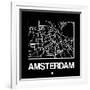 Black Map of Amsterdam-NaxArt-Framed Art Print