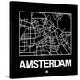 Black Map of Amsterdam-NaxArt-Stretched Canvas