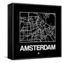 Black Map of Amsterdam-NaxArt-Framed Stretched Canvas