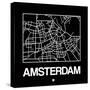 Black Map of Amsterdam-NaxArt-Stretched Canvas