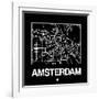 Black Map of Amsterdam-NaxArt-Framed Art Print