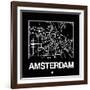 Black Map of Amsterdam-NaxArt-Framed Art Print