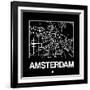 Black Map of Amsterdam-NaxArt-Framed Art Print