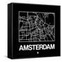 Black Map of Amsterdam-NaxArt-Framed Stretched Canvas