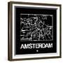 Black Map of Amsterdam-NaxArt-Framed Premium Giclee Print