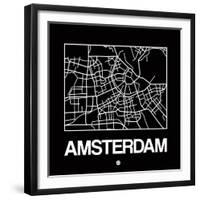 Black Map of Amsterdam-NaxArt-Framed Premium Giclee Print