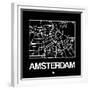 Black Map of Amsterdam-NaxArt-Framed Premium Giclee Print