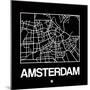 Black Map of Amsterdam-NaxArt-Mounted Premium Giclee Print