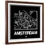 Black Map of Amsterdam-NaxArt-Framed Art Print