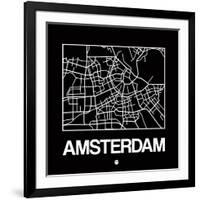 Black Map of Amsterdam-NaxArt-Framed Art Print