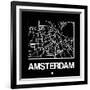 Black Map of Amsterdam-NaxArt-Framed Art Print