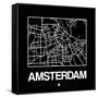 Black Map of Amsterdam-NaxArt-Framed Stretched Canvas