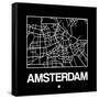 Black Map of Amsterdam-NaxArt-Framed Stretched Canvas