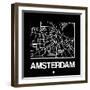 Black Map of Amsterdam-NaxArt-Framed Art Print