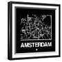 Black Map of Amsterdam-NaxArt-Framed Art Print