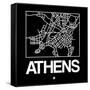 Black Map of Athens-NaxArt-Framed Stretched Canvas