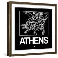 Black Map of Athens-NaxArt-Framed Art Print