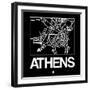 Black Map of Athens-NaxArt-Framed Art Print