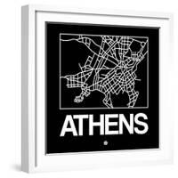 Black Map of Athens-NaxArt-Framed Art Print