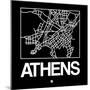 Black Map of Athens-NaxArt-Mounted Art Print