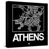 Black Map of Athens-NaxArt-Stretched Canvas